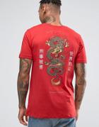Criminal Damage T-shirt With Dragon Back Print - Red