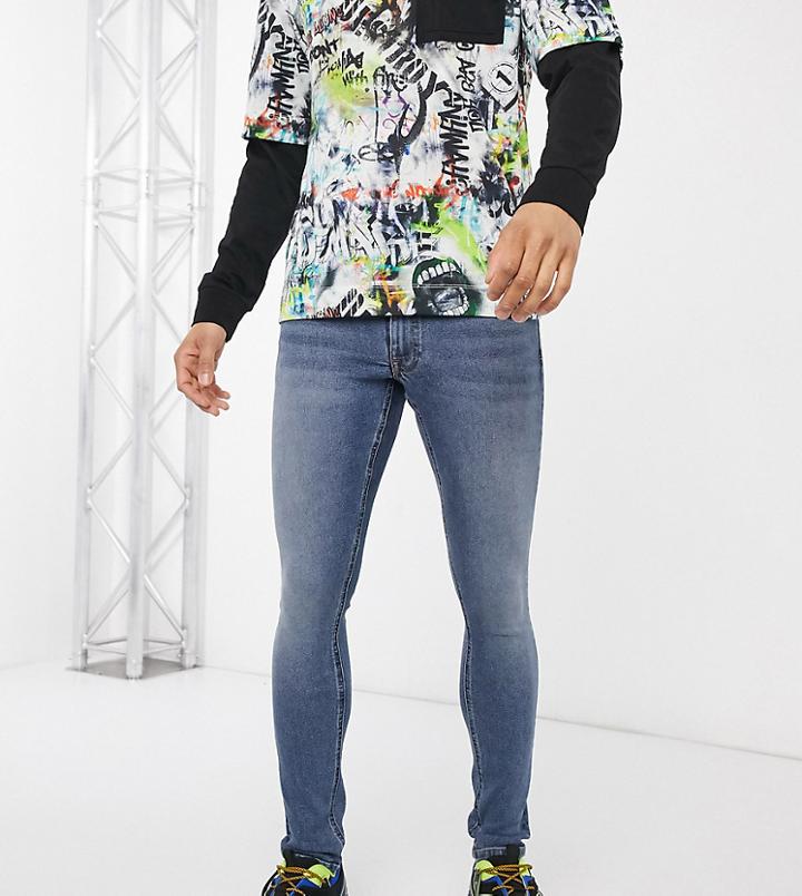 Collusion X001 Super Skinny Jeans In Mid Washed Blue