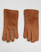 7x Faux Suede Shearling Gloves In Tan - Tan