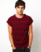 Asos Stripe T-shirt With Houndstooth Pattern - Red