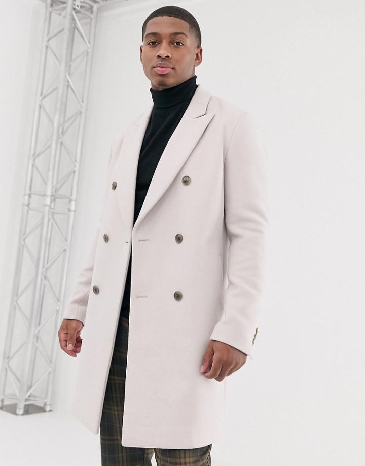 Asos Design Double Breasted Wool Jacket In Pink
