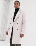 Asos Design Double Breasted Wool Jacket In Pink