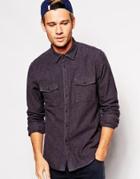 Asos Twill Shirt In Long Sleeve With Heavy Brush - Gray
