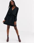 Jdy Mini Dress With Knot Front Detail In Black-blue