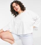 Asos Design Curve Slouchy T-shirt With Batwing Sleeve In White