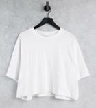 Collusion Plus Crop Boxy Short Sleeve T-shirt In White
