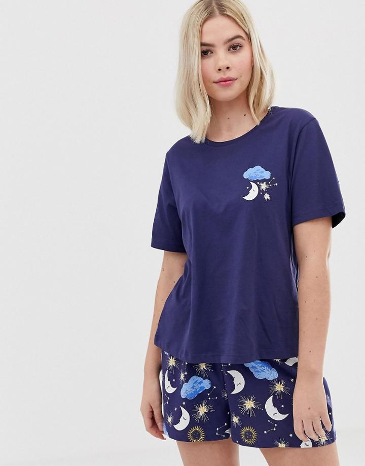 Asos Design Mix & Match Astrology Jersey Tee - Navy