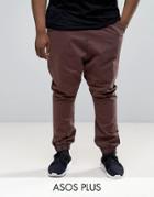 Asos Plus Drop Crotch Woven Jogger In Brown - Brown