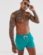 Asos Design Swim Shorts In Turquoise Super Short Length-green
