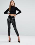 New Look High Shine Patent Pants - Black
