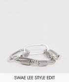 Asos Design Fashion Caribner Link Bracelet In Silver Tone