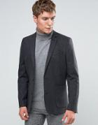 Asos Skinny Blazer In Charcoal Wool Mix - Gray