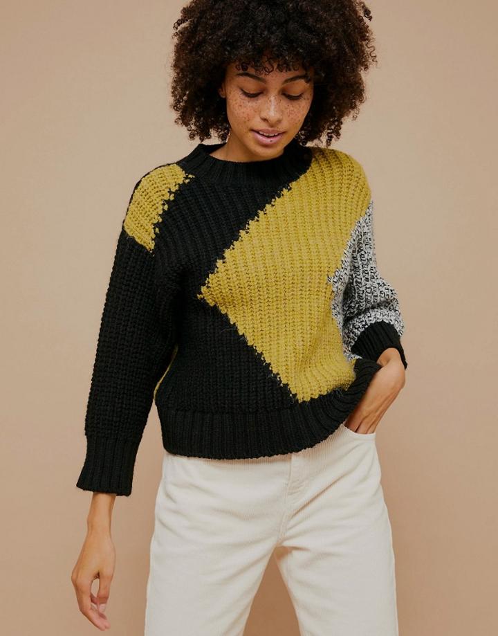 Topshop Chunky Abstract Print Sweater In Multi