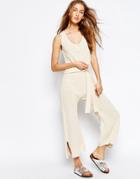 Asos Jumpsuit In Slub Yarn - Cream