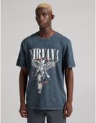 Bershka Nirvana T-shirt In Washed Black