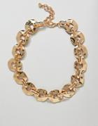 Asos Design Statement Necklace With Heavyweight Chunky Chain In Gold - Gold