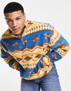 Asos Design Oversized Fleece Half Zip Sweatshirt In All Over Print-multi