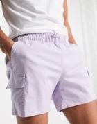 Asos Design Cargo Shorts In Lilac In Shorter Length-purple