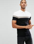 Asos Muscle Fit Polo With Contrast Panels - Multi