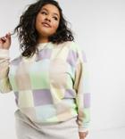Daisy Street Plus Relaxed Sweatshirt In Patchwork Pastel Set-multi