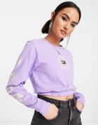 Tommy Jeans Recycled Cotton Crop Elastic Hem Top In Lilac-purple