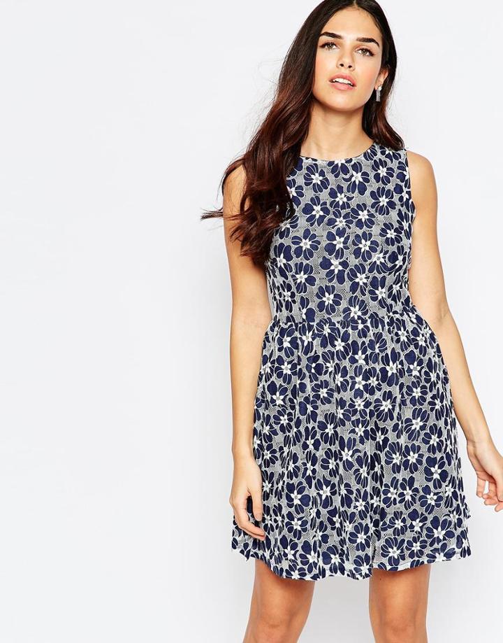 Poppy Lux Suzie Skater Dress In Lace