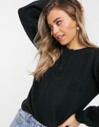 Asos Design Sweater With Band Collar In Black