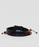 Icon Brand Black Leather & Chain Bracelet In 3 Pack - Black