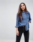 Only Fitted Denim Shirt - Blue