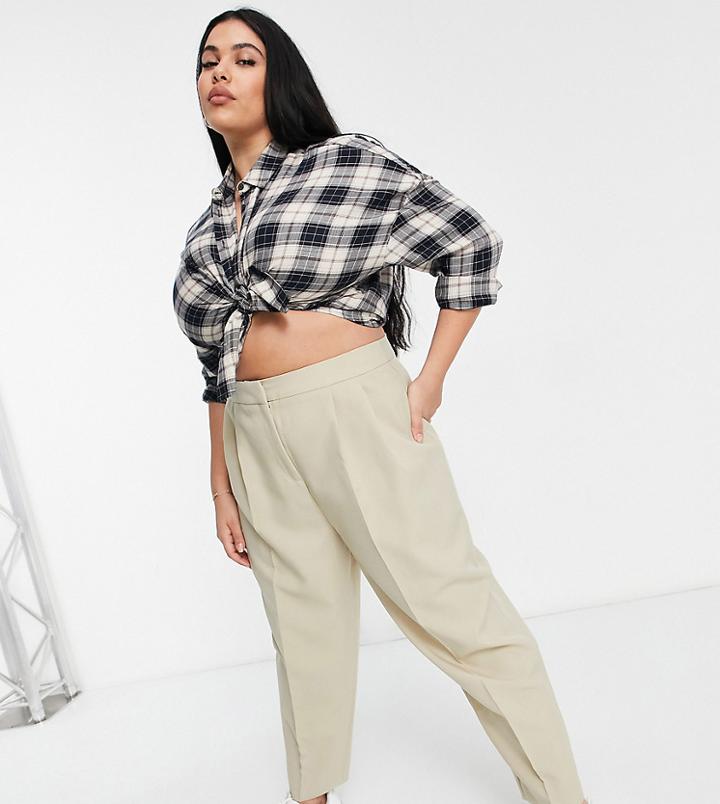Asos Design Curve Mansy Suit Tapered Pants In Mocha-neutral