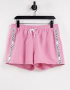 Calvin Klein Swim Shorts With Side Logo Taping In Pink