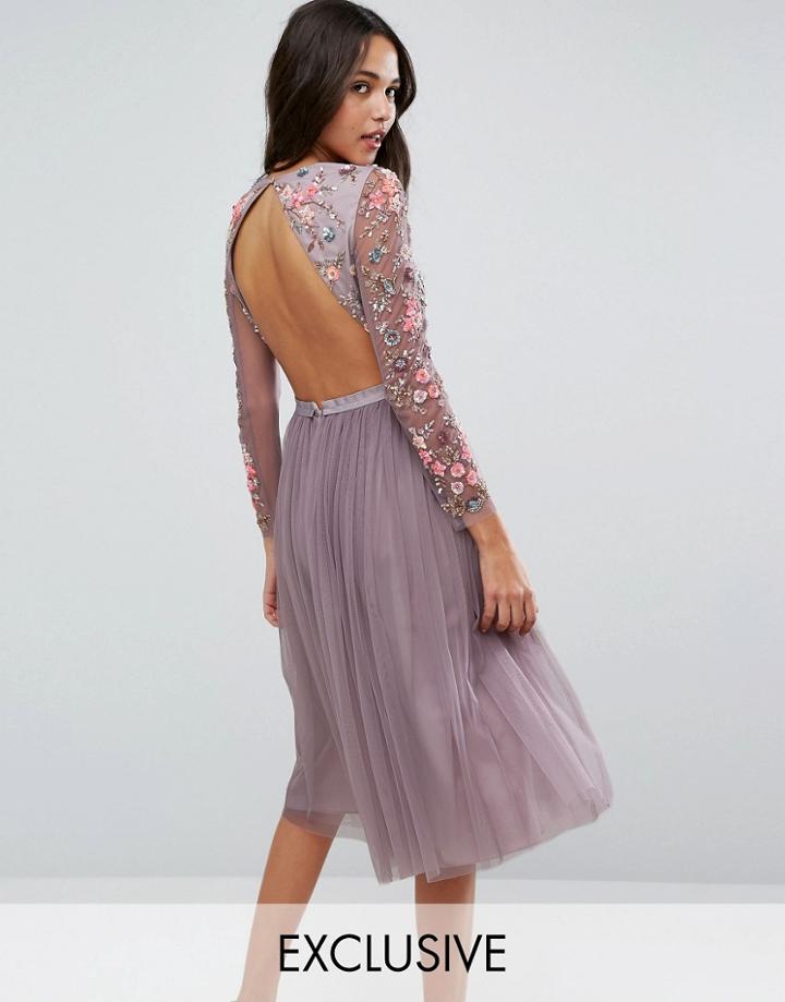 Needle & Thread Ditsy Scatter Tulle Midi Dress - Purple