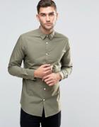 New Look Smart Poplin Shirt In Khaki In Regular Fit - Green