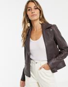 Y.a.s Leather Jacket In Chocolate - Brown
