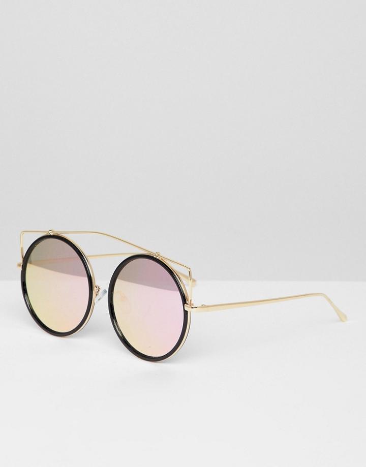 Jeepers Peepers Round Frame Sunglasses With Tinted Lens - Black