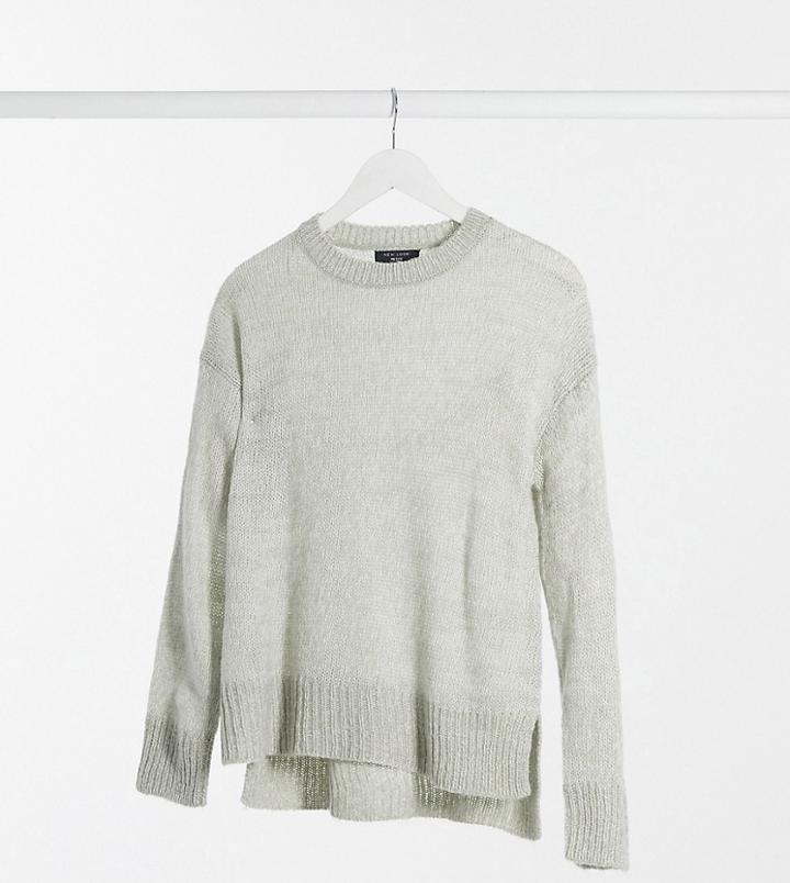 New Look Petite Crew Neck Sweater In Light Gray-grey