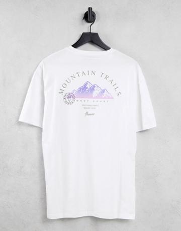 Selected Homme Cotton Blend Oversized T-shirt With Mountain Print In White - White