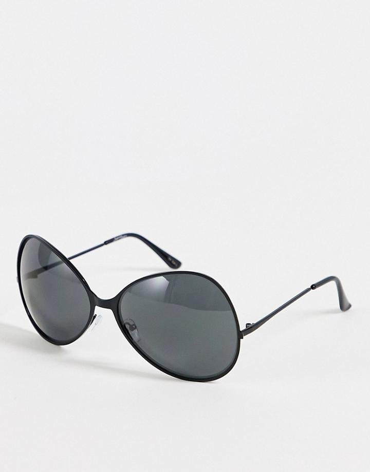 Jeepers Peepers Womens Oversized Round Sunglasses In Black