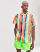 Asos Design Regular Fit Sequin Shirt In Pastel Rainbow-multi