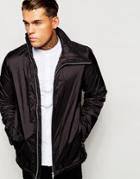 Asos Funnel Neck Jacket With Zip - Black
