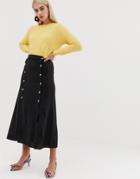 Vero Moda Double Split Button Front Midaxi Skirt In Black - Black