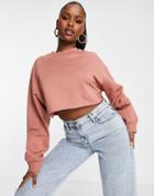 Asos Design Crop Sweatshirt With Seam Detail In Rust-brown