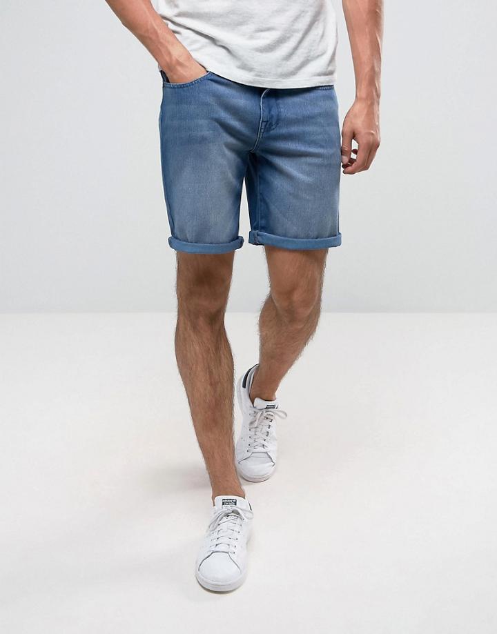 Brooklyn Supply Co Super Stretch Denim Shorts Mid Wash - Blue