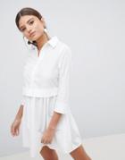 Prettylittlething Skater Shirt Dress - White