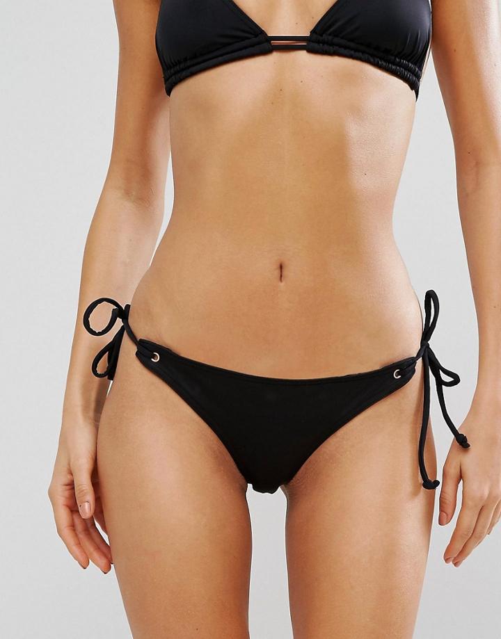 Asos Mix And Match Tie Side Brazilian Bikini Bottom With Eyelets - Bla
