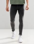 Asos Extreme Super Skinny Jeans In Acid Wash - Washed Black
