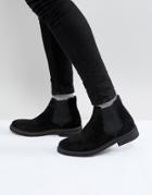 Asos Chelsea Boots In Black Suede With Heavy Sole - Black