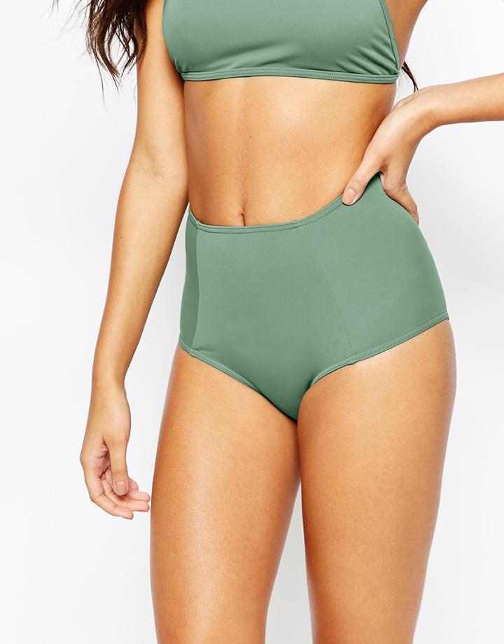 Missguided Mix & Match High Waisted Bikini Bottom - Khaki