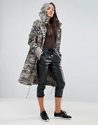 Asos Parka In Washed Camo Print - Multi