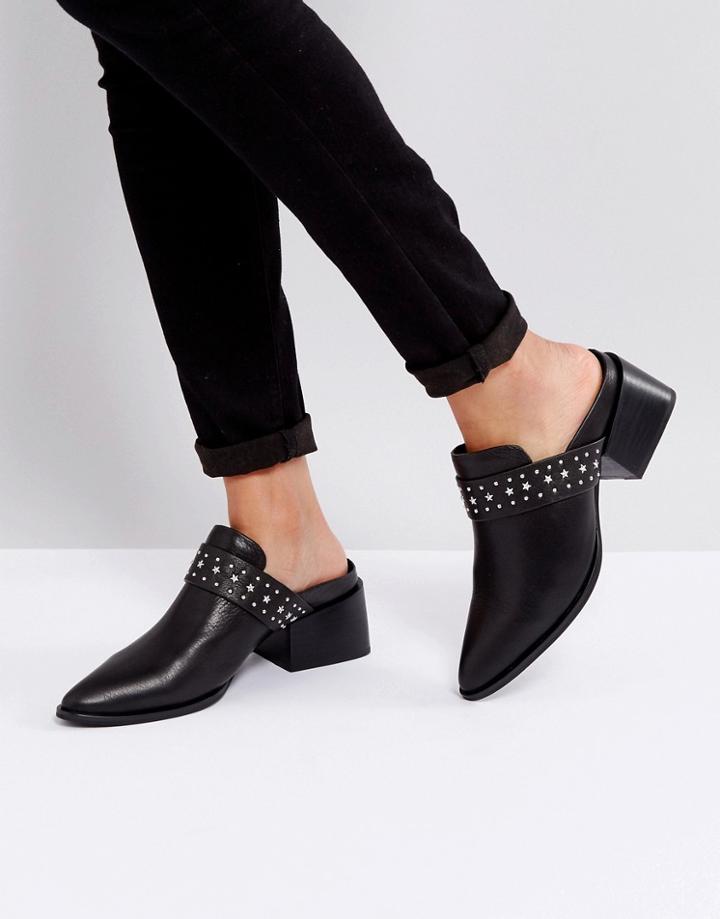 Sol Sana Charli Black Studded Leather Mules - Black